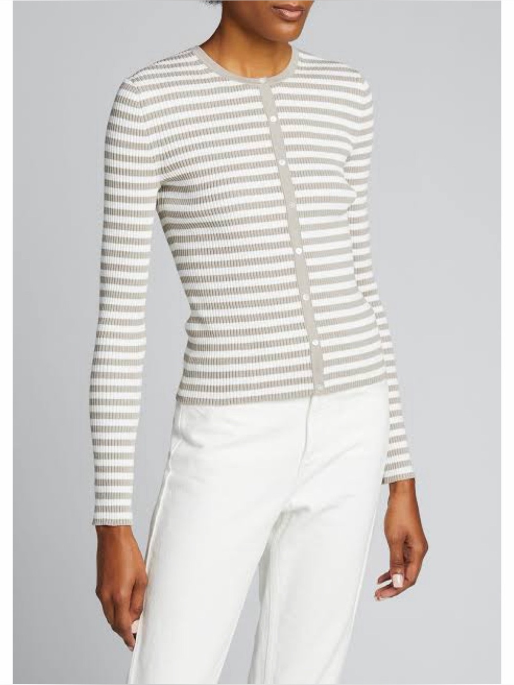 Theory Striped Ribbed Cardigan